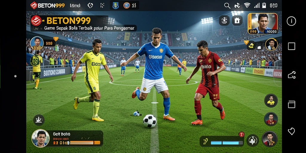 Tampilan gameplay mendebarkan di BETON999 dengan aksi sepak bola nyata.