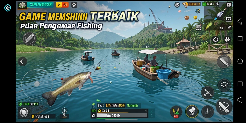Tampilan screenshot yang menunjukkan gameplay seru dalam memancing.