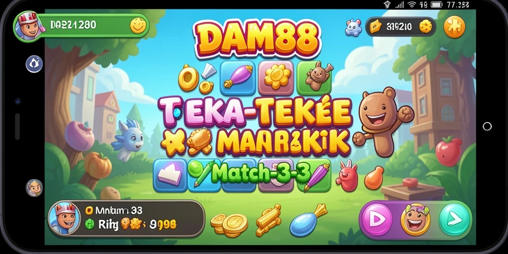 Screenshot gameplay DAM88 yang menunjukkan level Match-3 yang seru.