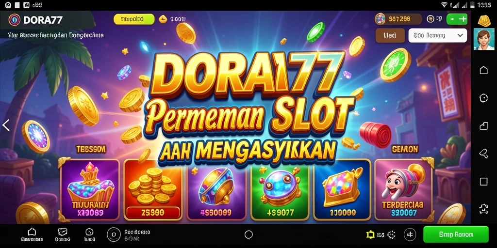Tampilan gameplay DORA77 yang menggembirakan dan interaktif.