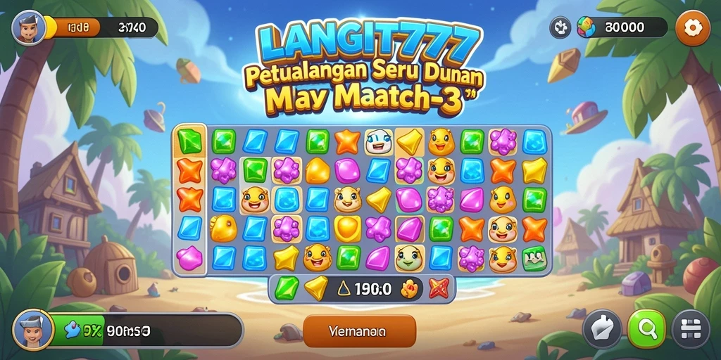 Tampilan gameplay LANGIT777 yang menarik dengan permata berwarna-warni.