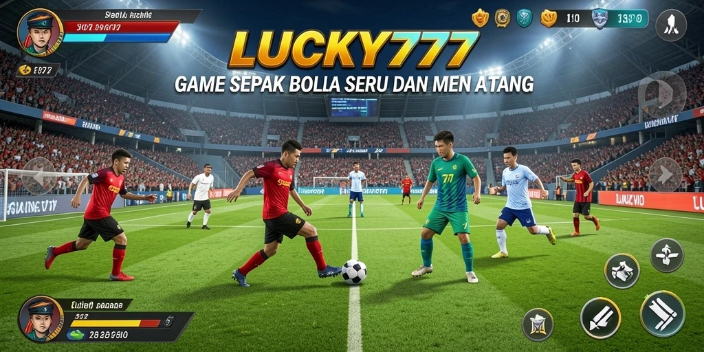 Screenshot gameplay LUCKY777 menampilkan aksi sepak bola yang menegangkan.
