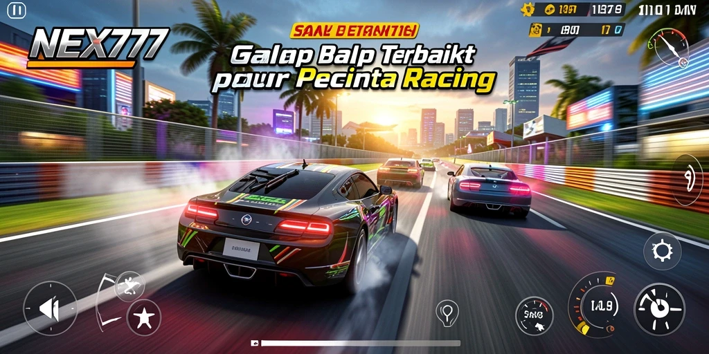 Tangkapan layar gameplay NEX777 menampilkan balapan yang seru dan mendebarkan.