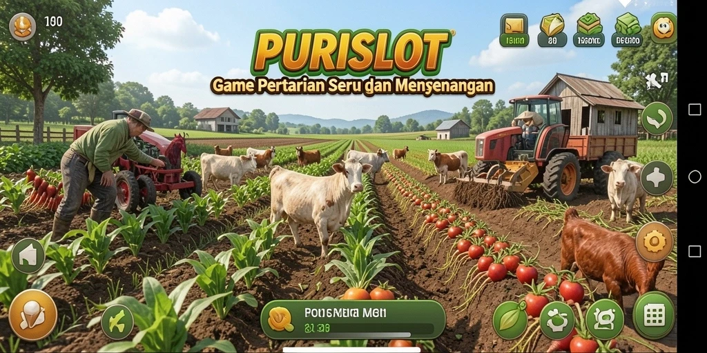 Tampilan gameplay seru dalam game bertani PURISLOT.