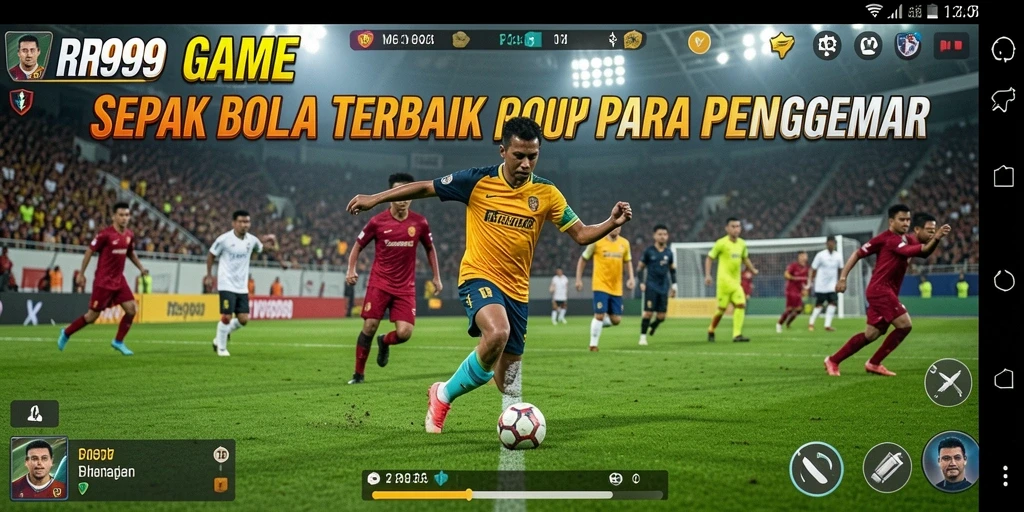 Tampilan aksi seru dalam gameplay RR999 yang penuh semangat sepak bola.