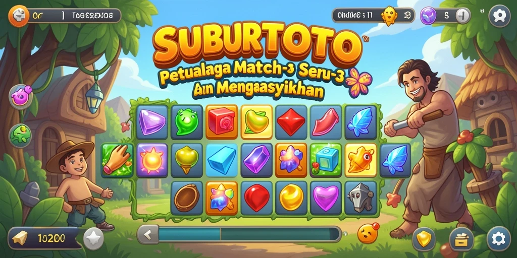 Tampilan gameplay SUBURTOTO yang menawan saat mencocokkan item.