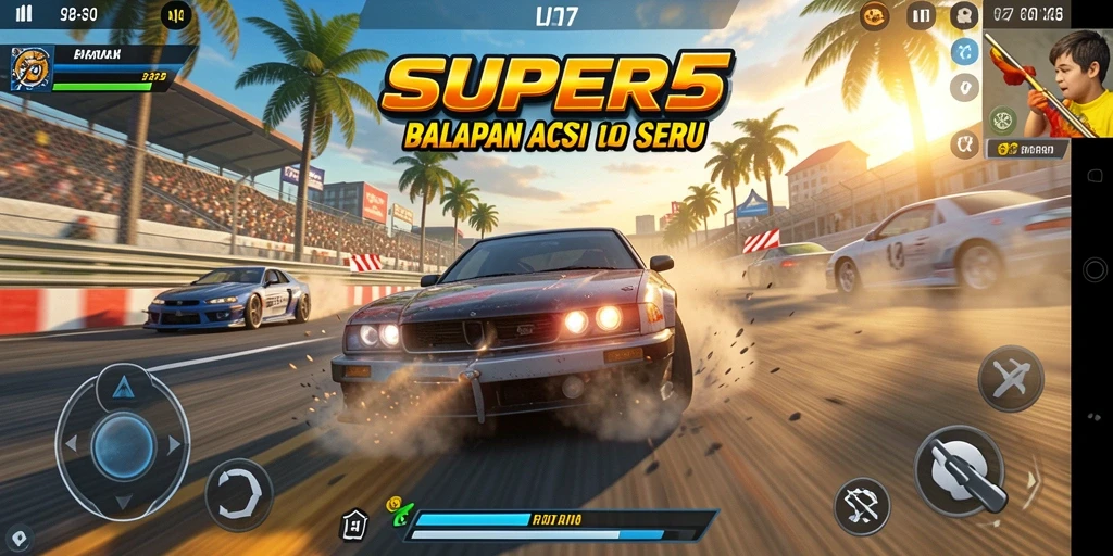 Tampilan mendebarkan dari balapan di SUPER5 dengan aksi cepat.